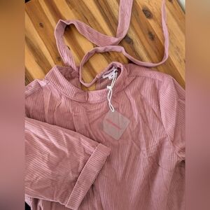 Elegant Mauve Ribbed Mini Dress